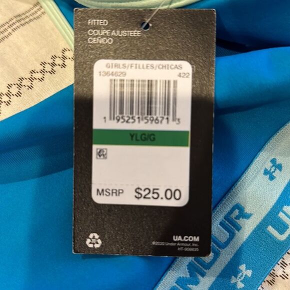 UNDER ARMOUR GIRLS CROSSBACK SOLID SPORTS BRA BLUE SIZE LARGE YOUTH NWT - Picture 4 of 4
